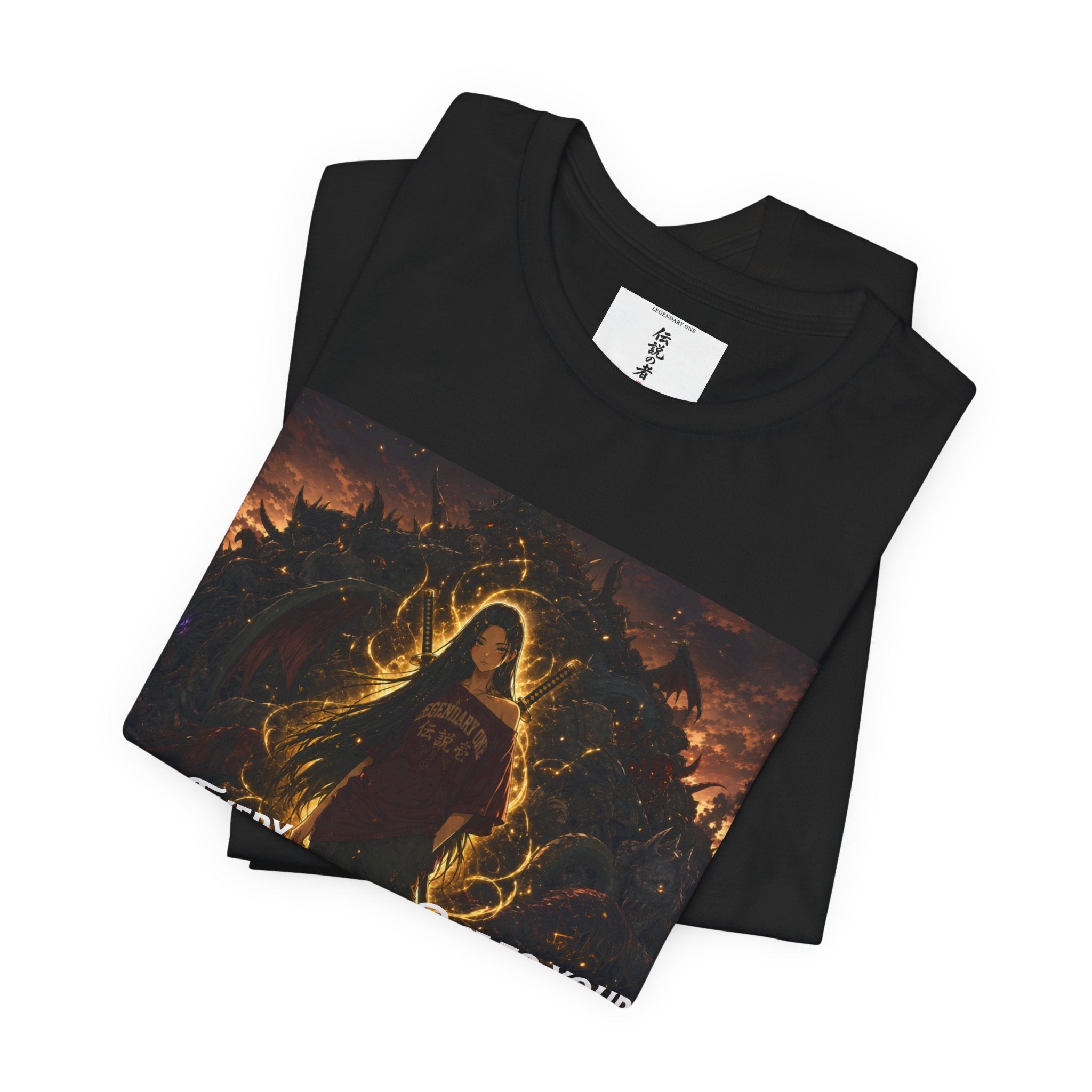 Anime Warrior Tee — "Slay Every Challenge, Rise to Your Greatness"