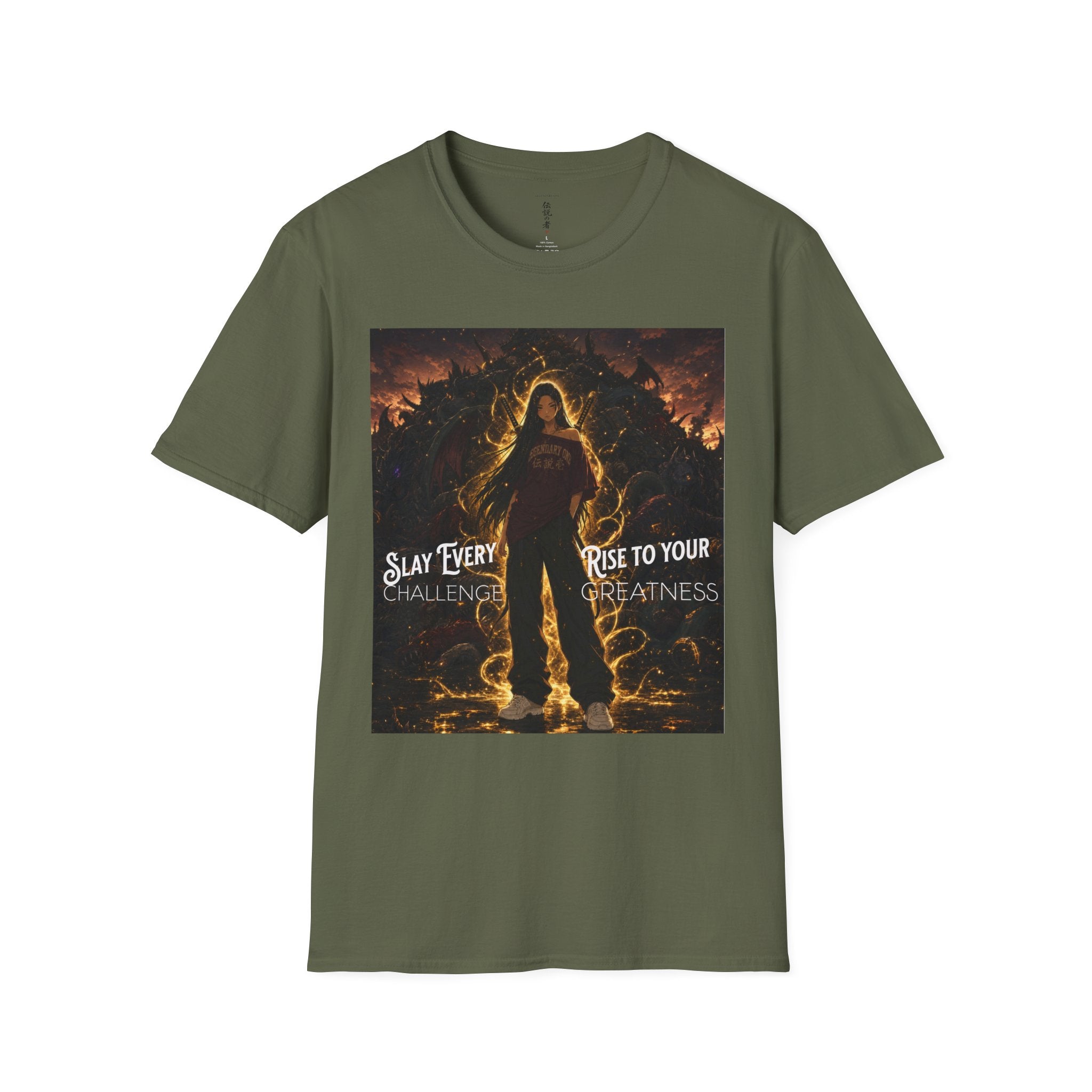 Anime Warrior T-Shirt — "Slay Every Challenge, Rise to Your Greatness"