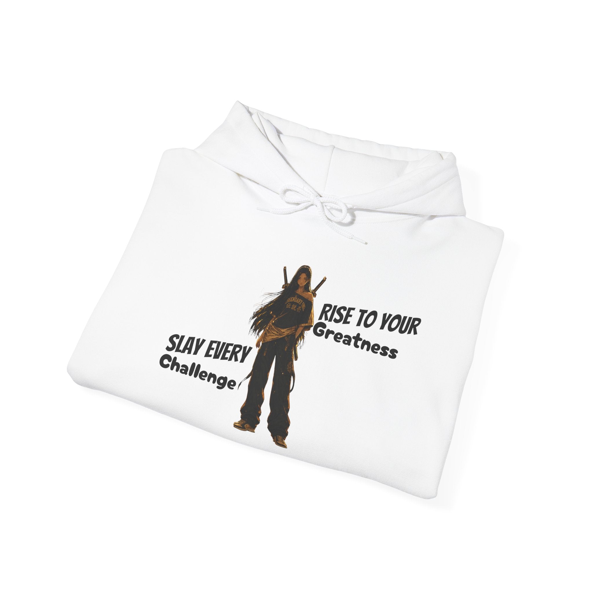 Dark Fantasy Anime Warrior Hoodie — "Slay Every Challenge, Rise to Your Greatness"