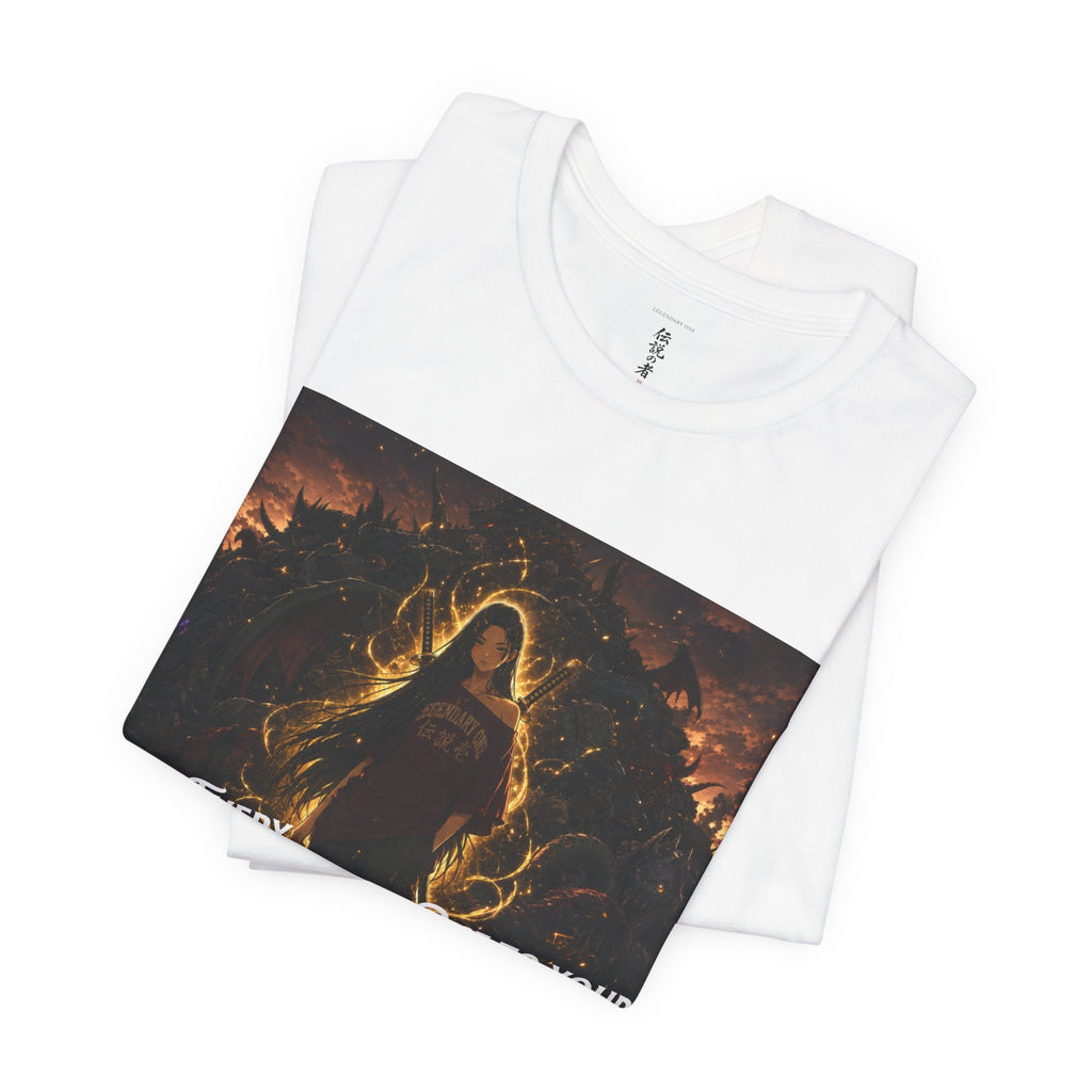 Anime Warrior T‑Shirt — "Slay Every Challenge, Rise to Your Greatness"
