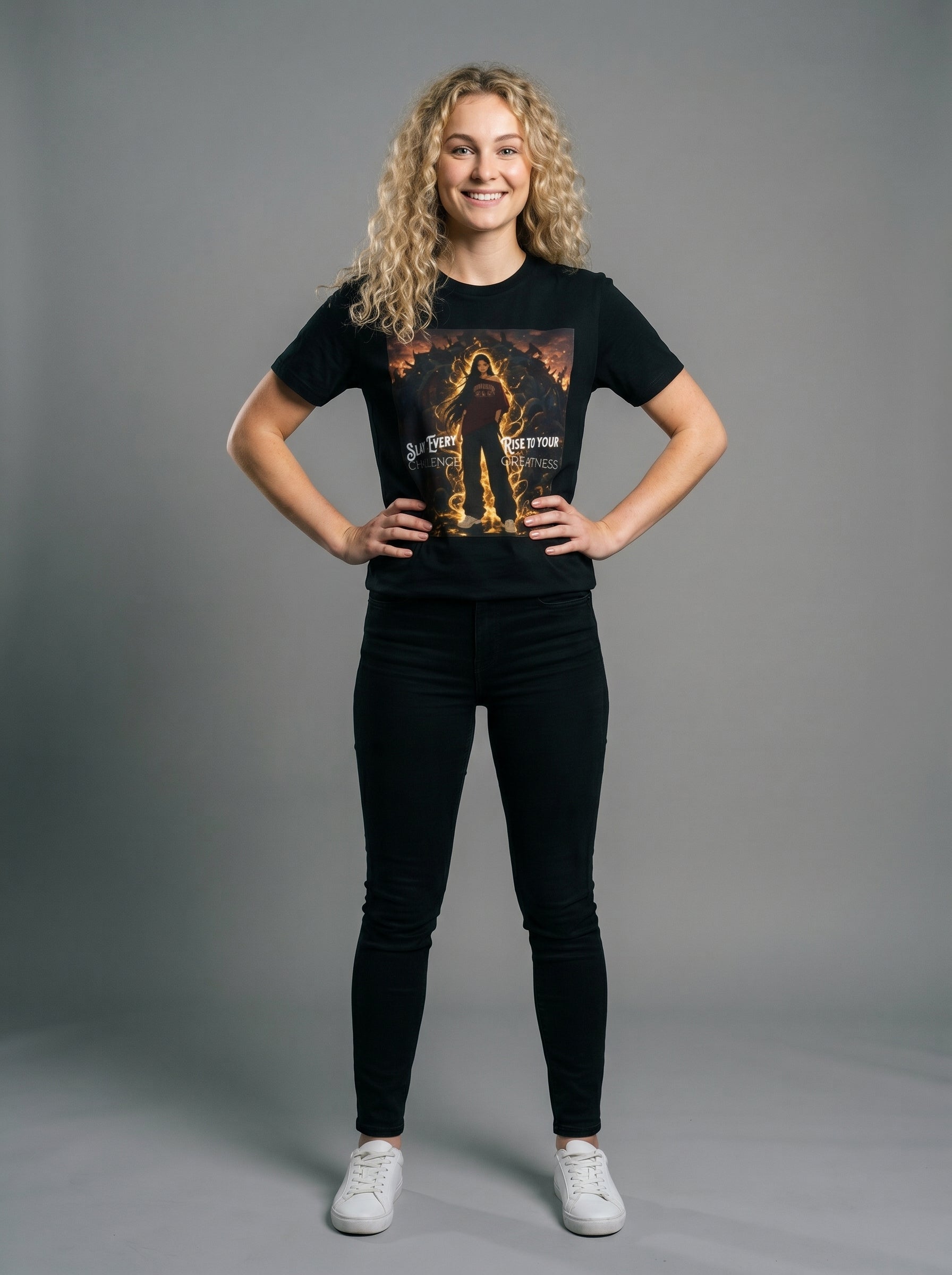 Anime Warrior Tee — "Slay Every Challenge, Rise to Your Greatness"