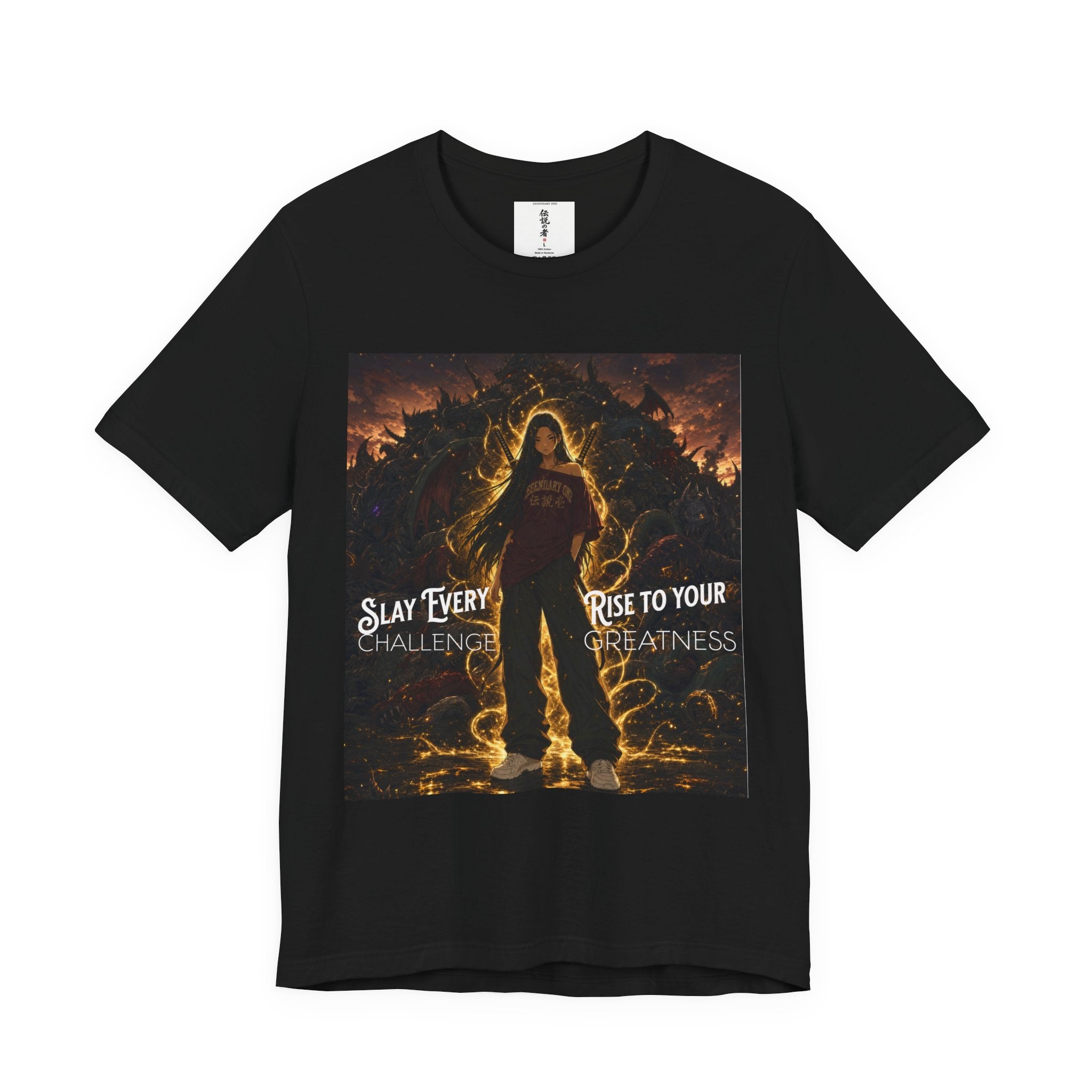 Anime Warrior Tee — "Slay Every Challenge, Rise to Your Greatness"