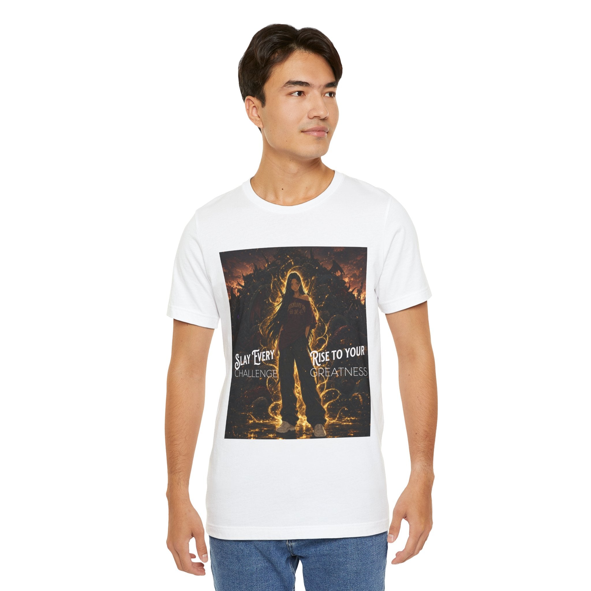 Anime Warrior T‑Shirt — "Slay Every Challenge, Rise to Your Greatness"